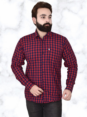 VK WINTER WEAR Men Checkered Casual Blue, Red Shirt
