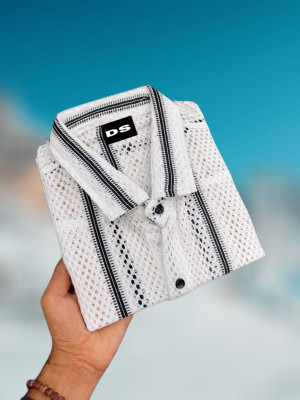 ShirtSqure Fashion Men Self Design Formal White Shirt