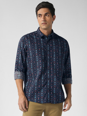 LOUIS PHILIPPE Men Printed Casual Dark Blue Shirt