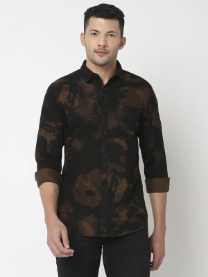 Spykar Men Printed Casual Beige Shirt