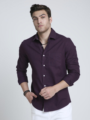 VASTRADO Men Solid Casual Purple Shirt