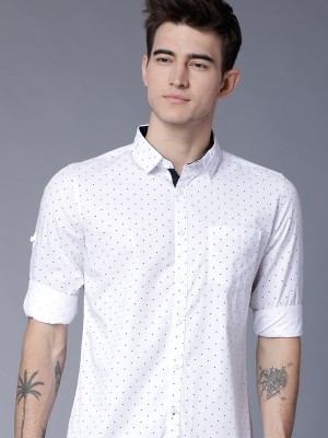 HIGHLANDER Men Printed Casual White Shirt