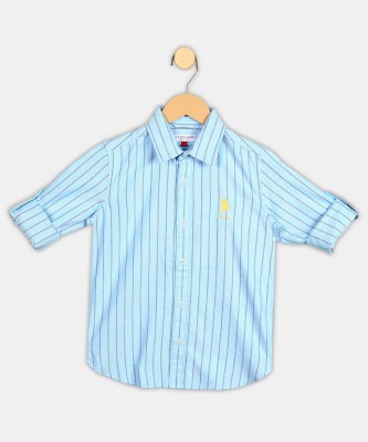 U.S. POLO ASSN. Baby Boys Striped Casual Blue Shirt