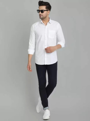 Clyver Men Solid Casual White Shirt