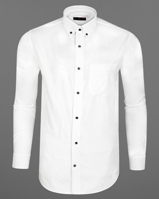 french crown Men Solid Casual White Shirt