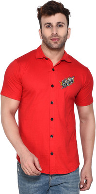 tfurnish Men Printed Casual Red Shirt