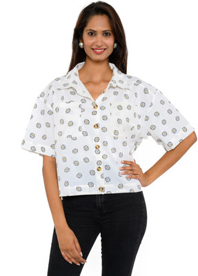 Amadore Women Printed Casual Black, White Shirt