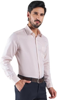 LOUIS STITCH Men Self Design Formal Pink Shirt