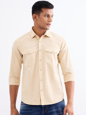 Spykar Men Solid Casual Brown Shirt