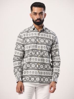 TISTABENE Men Printed Casual Grey, White Shirt