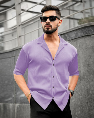 SHIRTZONE Men Striped Casual Purple Shirt