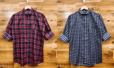 Anand Men Checkered Casual Multicolor Shirt(Pack of 2)