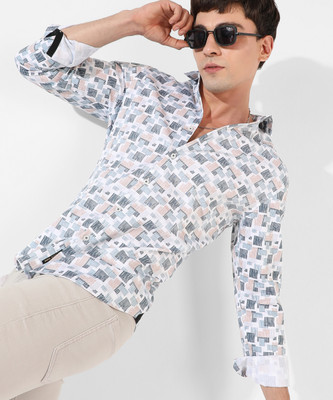 CAMPUS SUTRA Men Printed Casual Blue, White Shirt