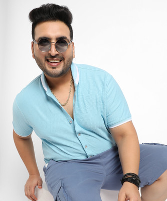 Instafab Plus Men Self Design Casual Green Shirt