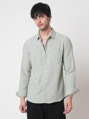 VASTRADO Men Self Design Casual Green Shirt