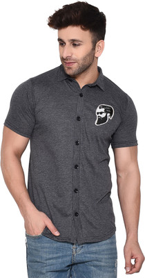GEUM Men Printed, Solid Casual Grey Shirt