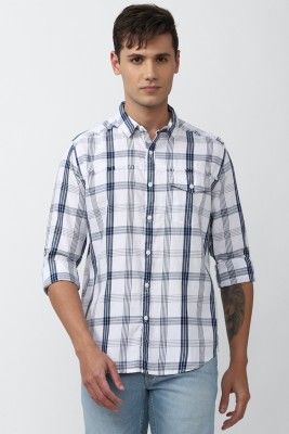 FOREVER 21 Men Checkered Casual Blue, White Shirt