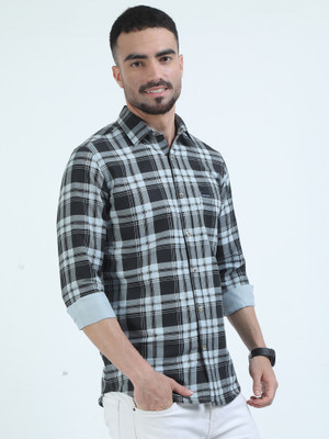 Rs fashions Men Checkered Casual White Shirt