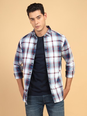 Wrangler Men Checkered Casual Blue, Red, White Shirt