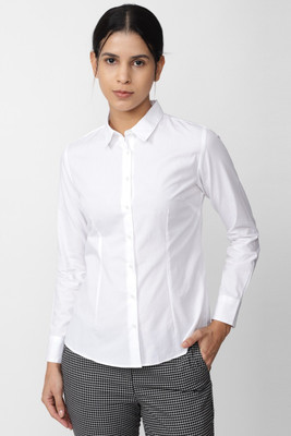 VAN HEUSEN Women Solid Casual White Shirt