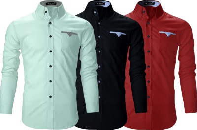 ROYAL SCOUT Men Solid Casual Black, Maroon, Light Blue Shirt(Pack of 3)