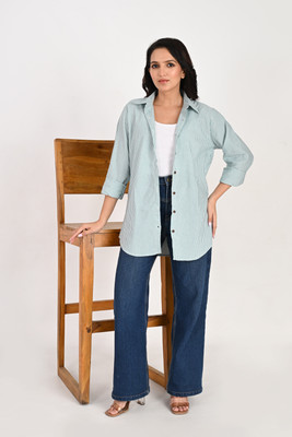 RangMahal Women Striped Casual Green Shirt