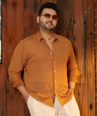 Instafab Plus Men Solid Casual Brown Shirt