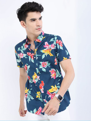 HIGHLANDER Men Printed Casual Blue Shirt