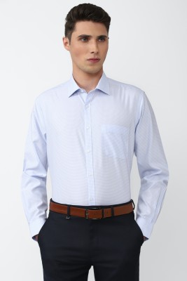 VAN HEUSEN Men Checkered Formal Light Blue Shirt