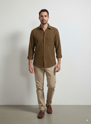 greet fashion Men Solid Casual Brown Shirt