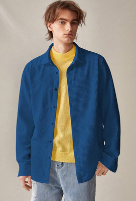 MOXTE Men Solid Casual Blue Shirt