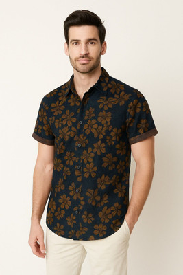 SLOKAM Men Floral Print Casual Blue, Brown Shirt