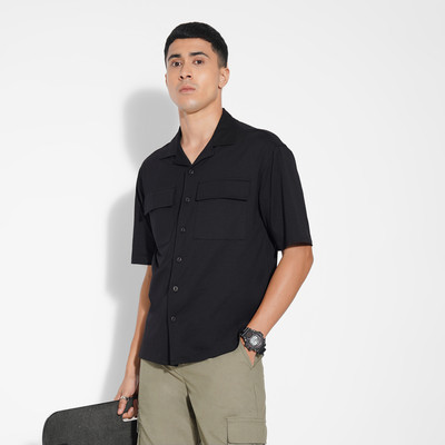 Street 808 by Pantaloons Men Solid Casual Black Shirt