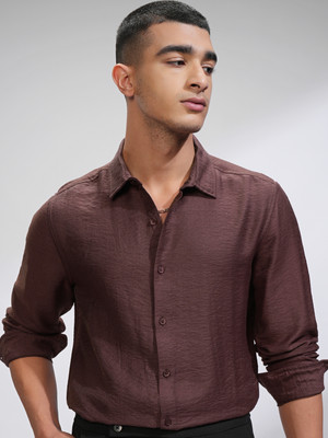 HIGHLANDER Men Solid Casual Brown Shirt