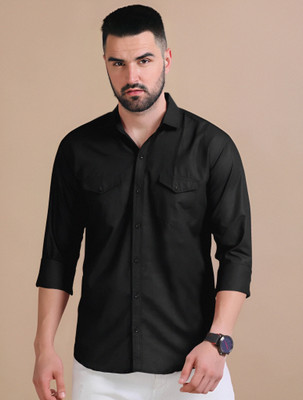 vesloo willow Men Solid Casual Black Shirt