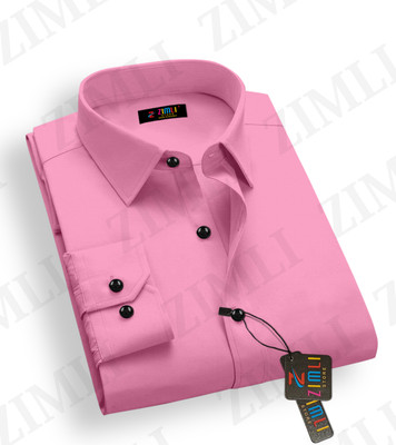PPWORLD Men Solid Casual Pink Shirt
