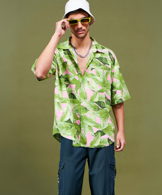 MASCLN SASSAFRAS Men Printed Casual Green Shirt