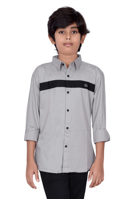 Cloud Kids Boys Solid Casual Black Shirt