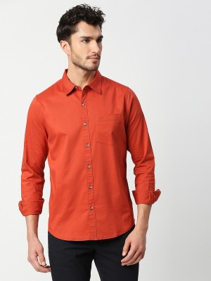 THOMAS SCOTT Men Solid Casual Orange Shirt