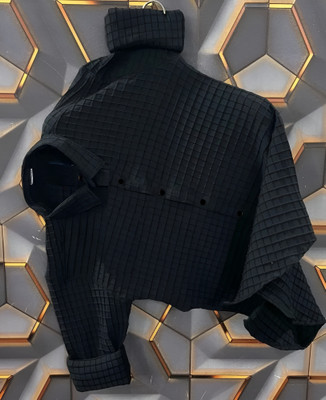 Fabvala Men Checkered Casual Black Shirt