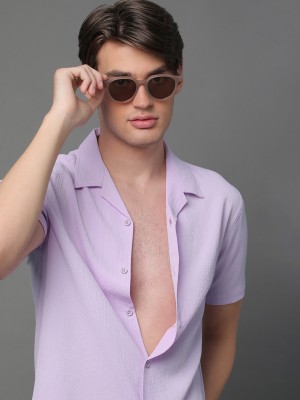 Voroxy Men Solid Casual Purple Shirt