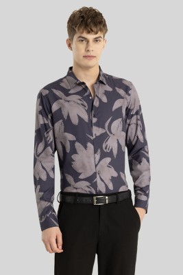 Snitch Men Floral Print Casual Grey Shirt