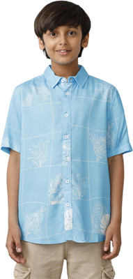 Under Fourteen Only Boys Printed Casual Blue Shirt