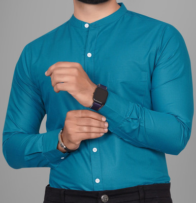 Voroxy Men Solid Formal Blue Shirt