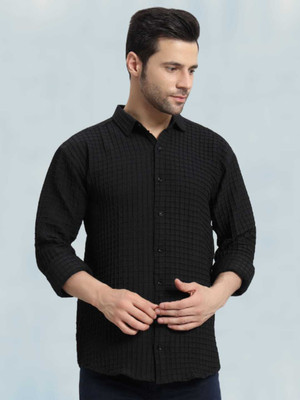 TUSHREE BOUTIQUE Men Self Design Casual Black Shirt