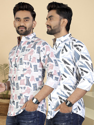 METRONAUT Men Printed Casual Multicolor Shirt(Pack of 2)