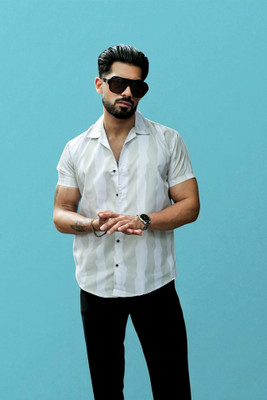 AARVI TRENDZ Men Striped Casual White Shirt