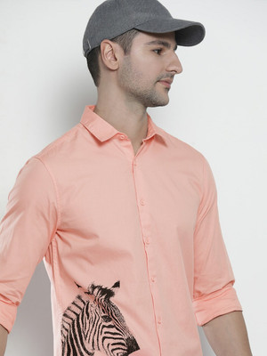 The Indian Garage Co. Men Solid Casual Pink Shirt