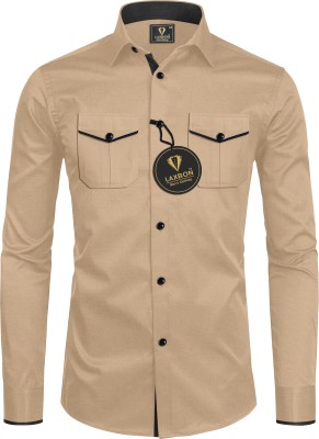 AITAVIKOVERSEAS Men Solid Casual Beige Shirt