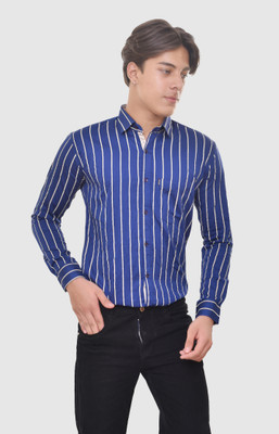 EYSTONE Men Printed Casual Blue Shirt